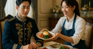 Ilustrasi drama Korea Bon Appétit, Your Majesty dengan tema romansa dan kuliner di istana