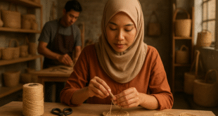 artisan crafting in warm workshop