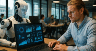 pekerja manusia berkolaborasi dengan kecerdasan