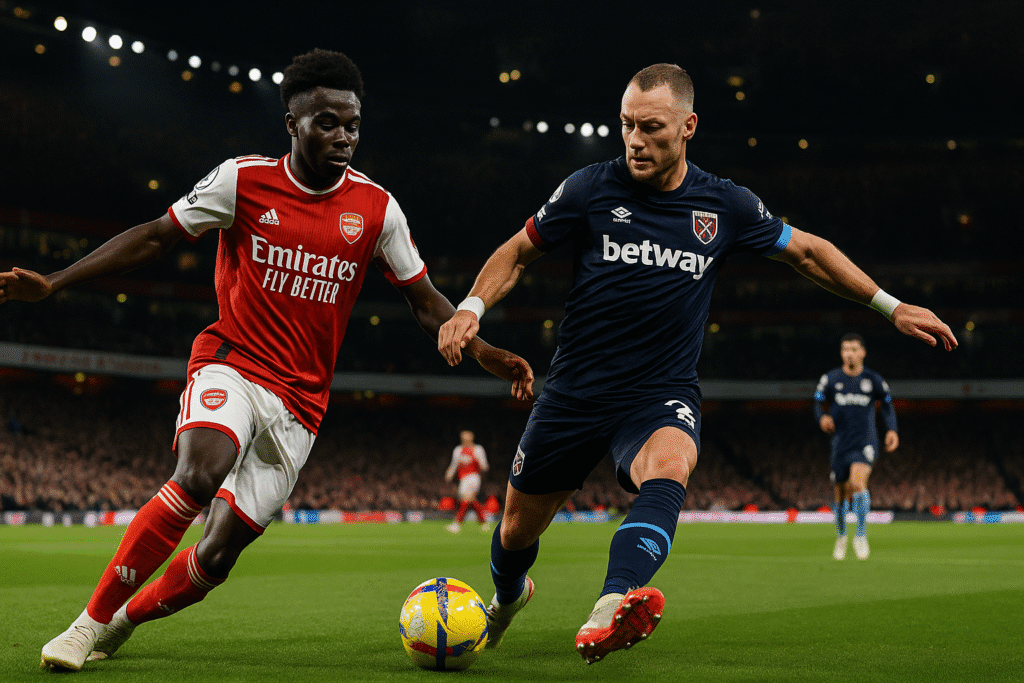 Live Match Arsenal vs West Ham: Waktu Kick-Off dan Channel Penayangan selebrasi pemain arsenal dalam laga big match premier league.