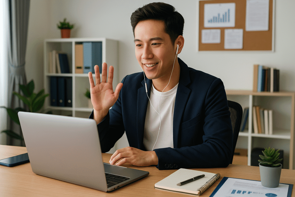 Pengusaha muda menjalankan bisnis digital 2025 dengan strategi online.